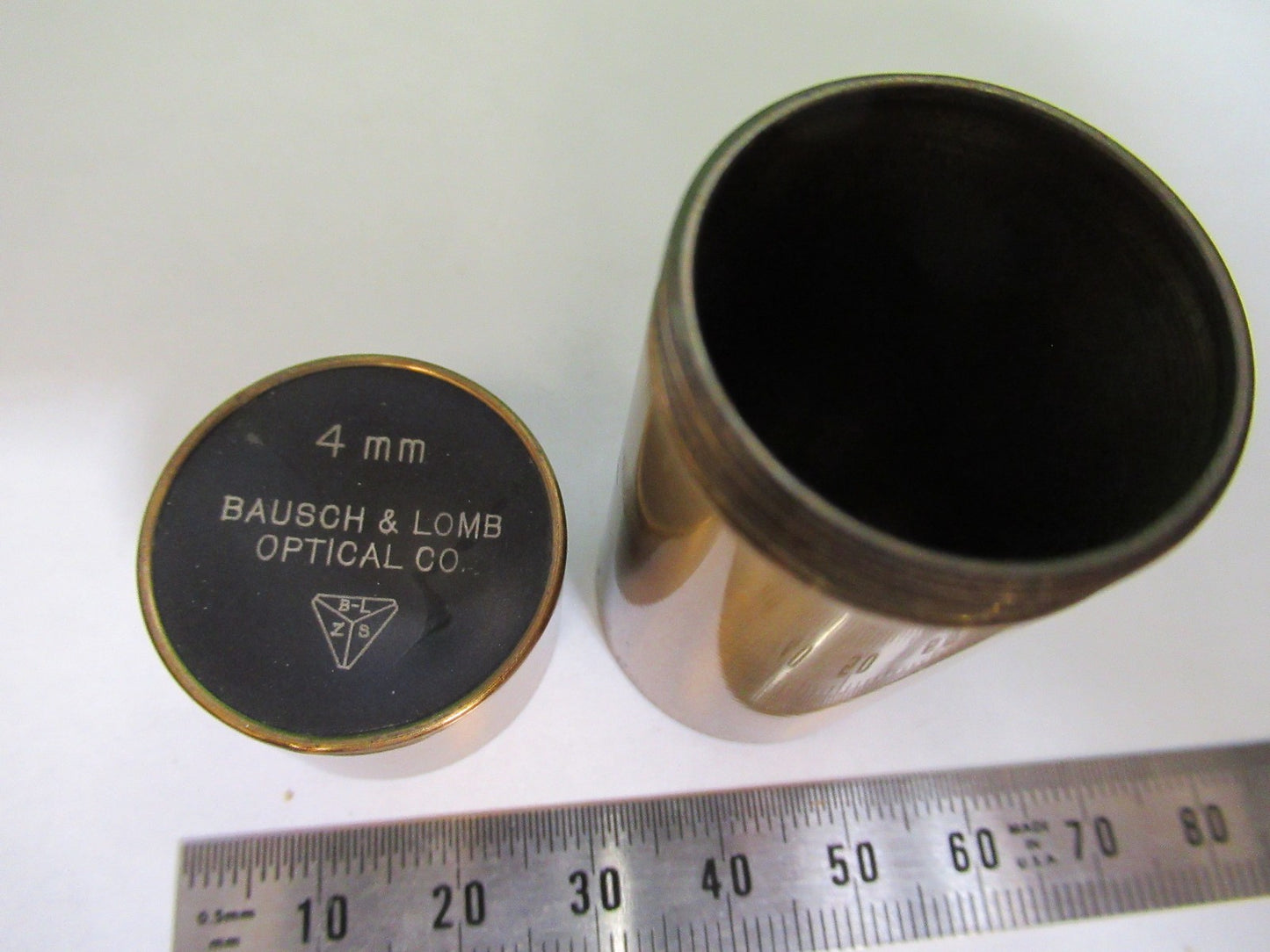 ANTIQUE BAUSCH LOMB BRASS CAN OBJECTIVE MICROSCOPE PART AS PICTURED  V1-A-05