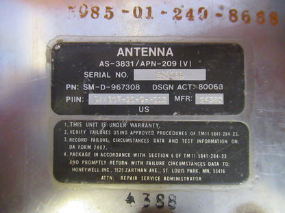 ANTENNA UH-60 AS-3831 APN-209(v) NSN 5985-01-246-8668 AIRCRAFT PART Q9-FT-98