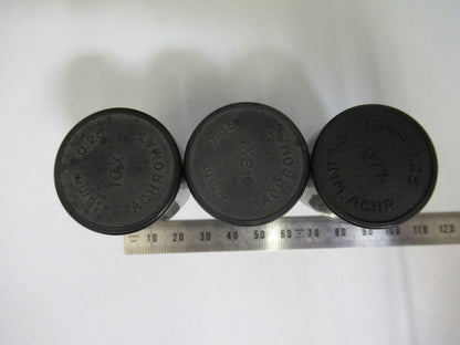 BAUSCH LOMB  LOT 3ea PLASTIC EMPTY OBJECTIVE CAN MICROSCOPE PART AS PIC &P4-B-88