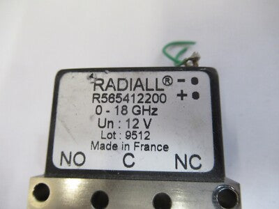RADIALL FRANCE R565412200 COAXIAL SWITCH 18 GHz MICROWAVE RF AS PICTURED B9-A-07
