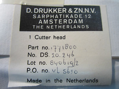 OPTICAL SMALL DIAMOND TOOL DRUKKER ZN AMSTERDAM CUTTER HEAD 771800 OPTICS BIN#22