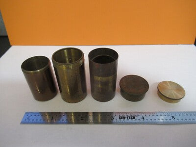 Lot Antique Brass Objective Can Mismatched Microscope Parts