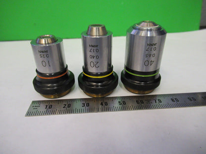 OLYMPUS JAPAN LOT OBJECTIVES 10X 20X 40X MICROSCOPE PART AS PICTURED 82-A-65