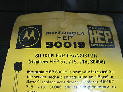 SILICON PNP TRANSISTOR HEP S0019 SEMICONDUCTOR AS IS BIN#11