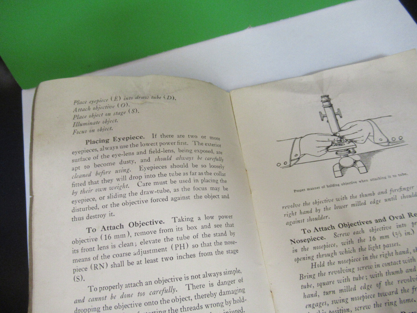 BAUSCH LOMB BOOKLET 1930's ANTIQUE MICROSCOPE PART AS PICTURED #R1-A-93