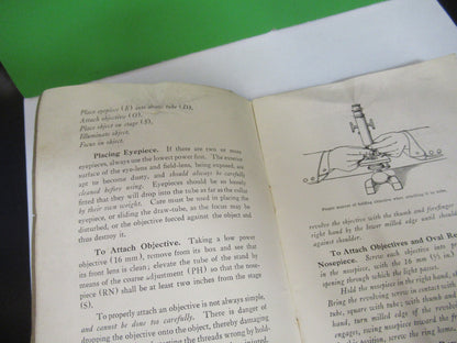 BAUSCH LOMB BOOKLET 1930's ANTIQUE MICROSCOPE PART AS PICTURED #R1-A-93