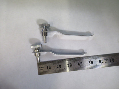 PAIR CLIPS STAGE SPECIMEN UNITRON  JAPAN MICROSCOPE PART AS PICTURED U8-A-08