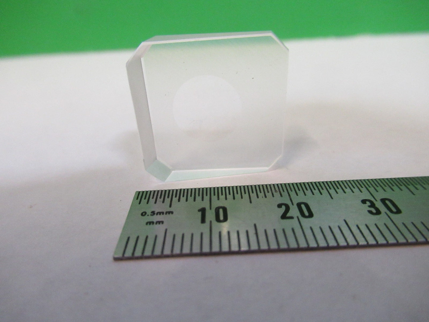 OPTICAL GLASS TRUNCATED BEAM SPLITTER CIRCLE OPTICS AS PICTURED U8-A-73