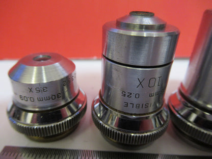 BAUSCH LOMB  LOT OBJECTIVES BRASS  4 PIECES MICROSCOPE PART AS PICTURED  T1-A-49