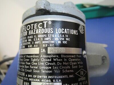 FLOTEC FLOW SWITCH for HAZARDOUS LOCATIONS INDUSTRIAL CONTROL AS PICTURED 9-A-16