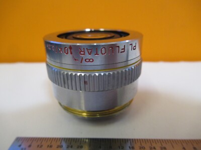 LEITZ LEICA OBJECTIVE 567015 PL FLUOTAR 10X OPTICS MICROSCOPE PART &H8-B-11