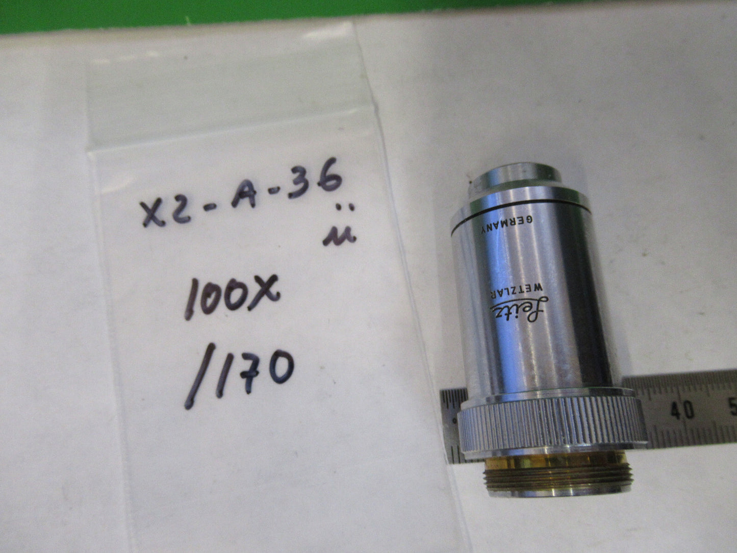 LEITZ wetzlar GERMANY OBJECTIVE MICROSCOPE PART 100X  /170 AS PICTURED X2-A-36