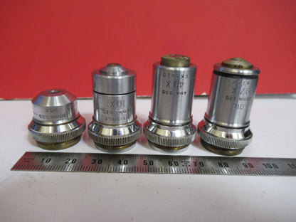 BAUSCH LOMB  LOT OBJECTIVES BRASS  4 PIECES MICROSCOPE PART AS PICTURED  T1-A-49