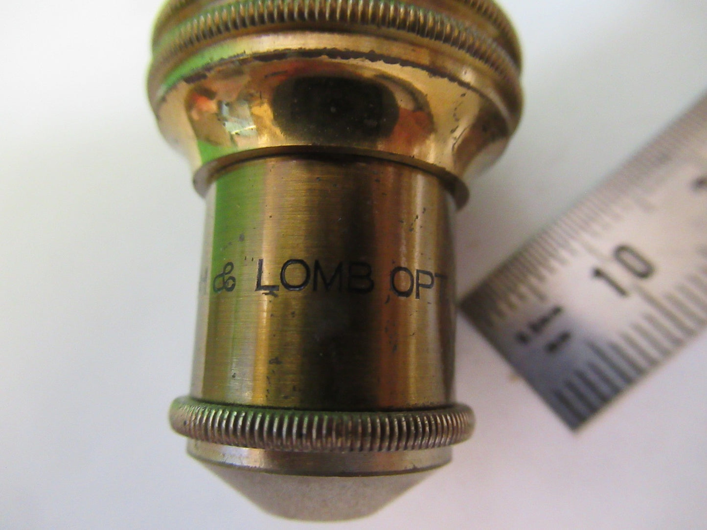 ANTIQUE BRASS BAUSCH LOMB LENS 10X OBJECTIVE MICROSCOPE PART AS PICTURED V1-A-11