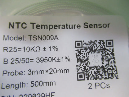 PAIR NTC THERMISTOR TEMPERATURE SENSOR 10000 OHMS  3X20mm AS PICTURED R7-B-73