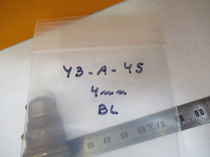 ANTIQUE BRASS BAUSCH LOMB OBJECTIVE 4mm MICROSCOPE PART AS PICTURED Y3-A-45
