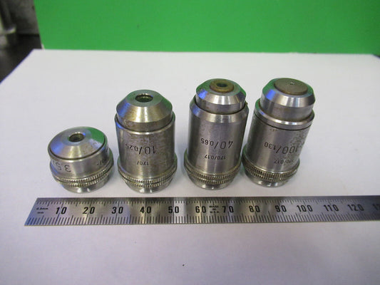 Lot 4 Ea Microscope Objective Lenses Ernst Leitz 3.5X 10X 40X 100X Optics