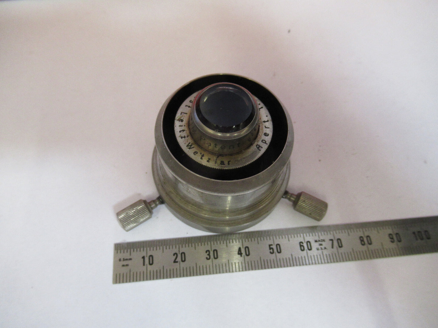 ANTIQUE ERNST LEITZ DARK PHASE CONDENSER MICROSCOPE PART AS PICTURED F8-A-11