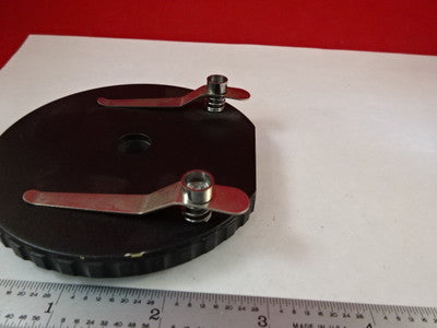 MICROSCOPE PART UNKNOWN SPECIMEN TABLE STAGE + CLIPS AS IS #G3-B-05