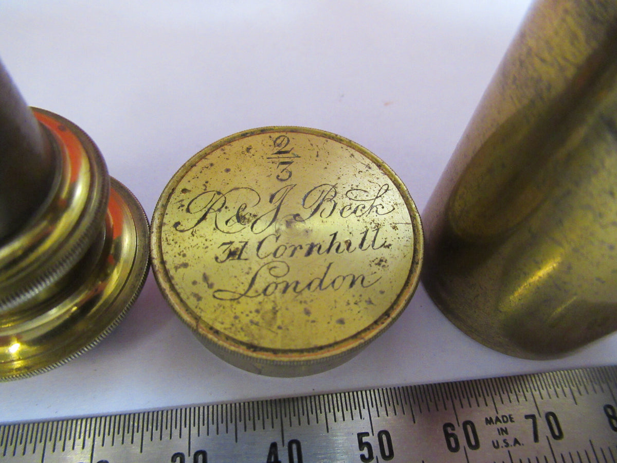 Antique Brass Rj Beck London "2/3" Objective Microscope