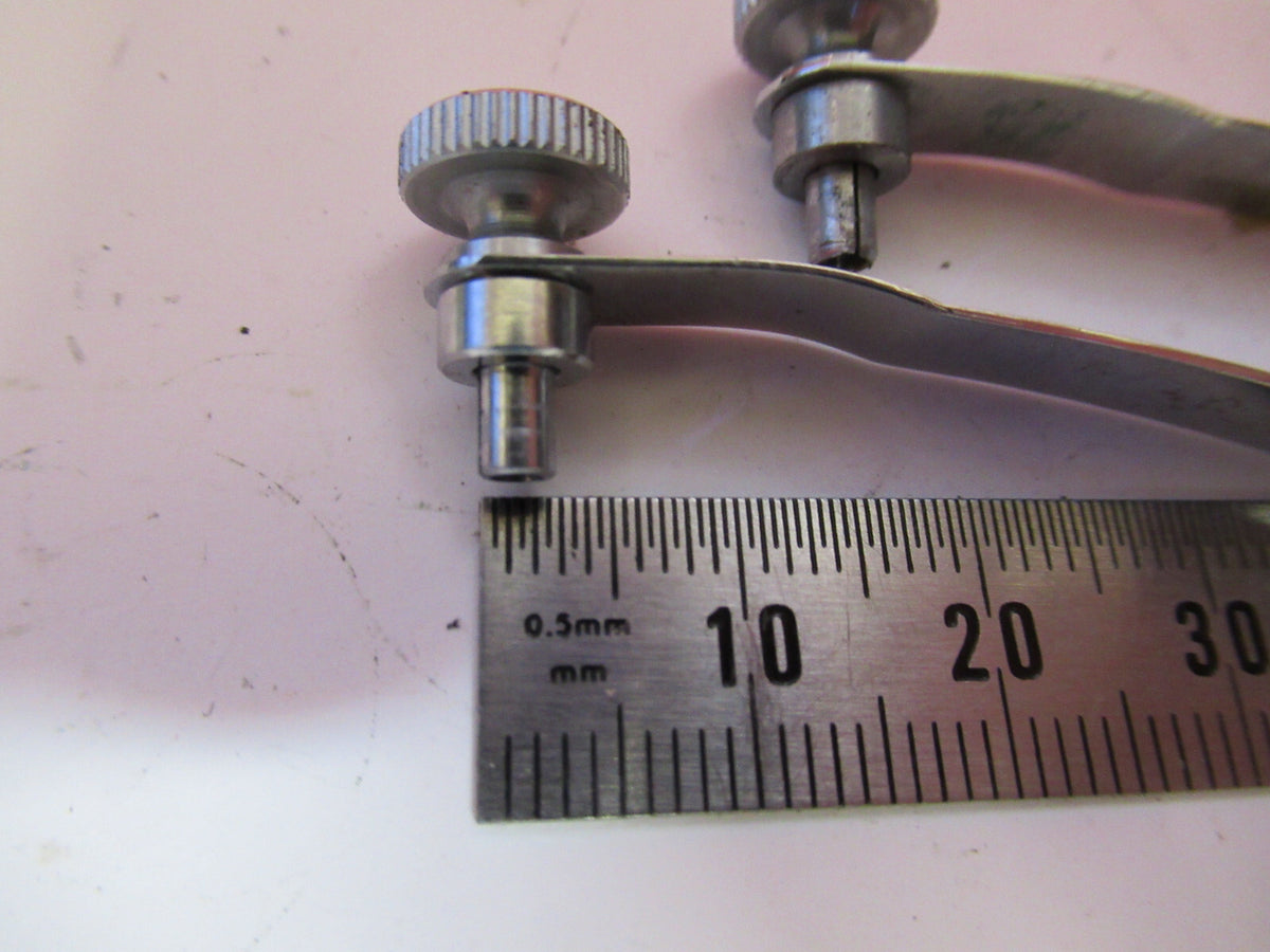 NIKON JAPAN PAIR STAGE CLIPS SPECIMEN MICROSCOPE PART AS PICTURED Y4-A-71