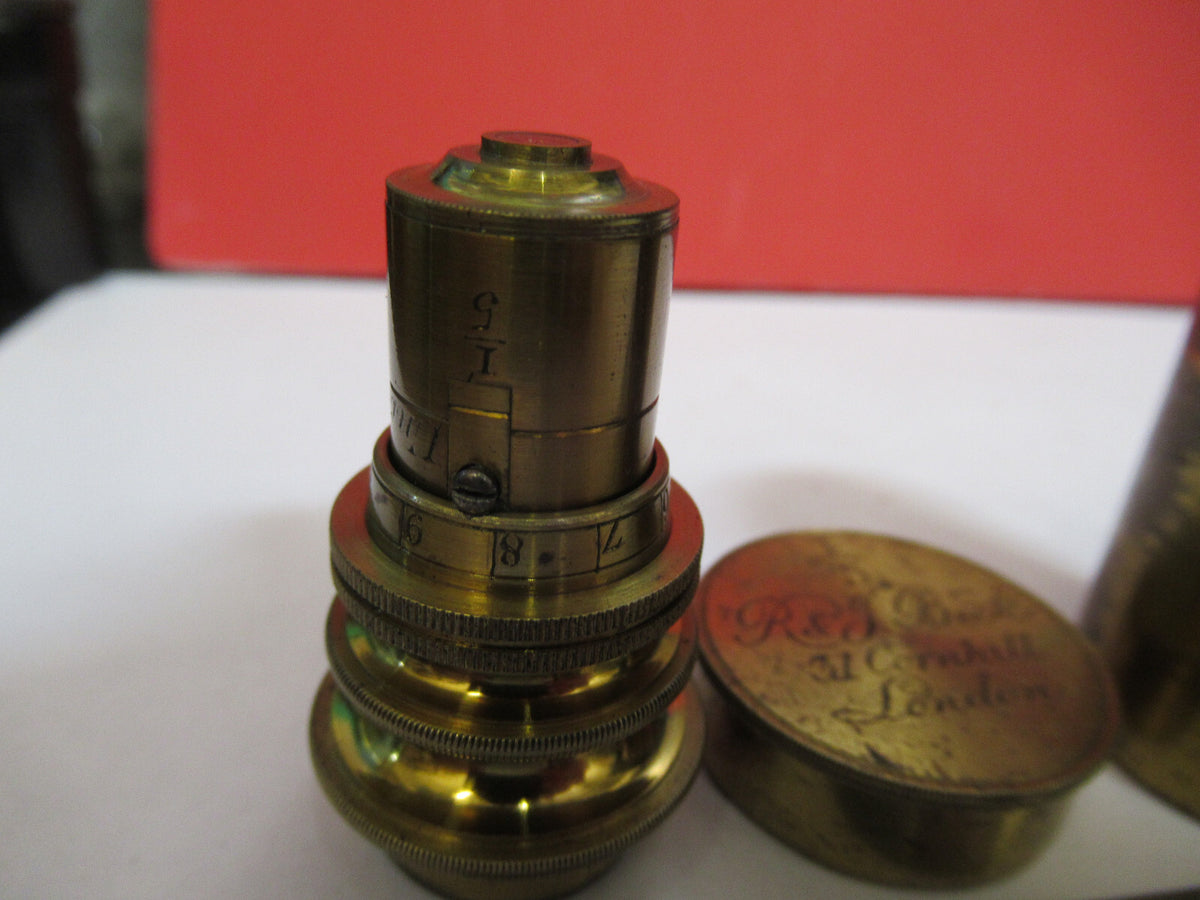 ANTIQUE BRASS RJ BECK LONDON "1/5" OBJECTIVE MICROSCOPE AS PICTURED &F8-A-82