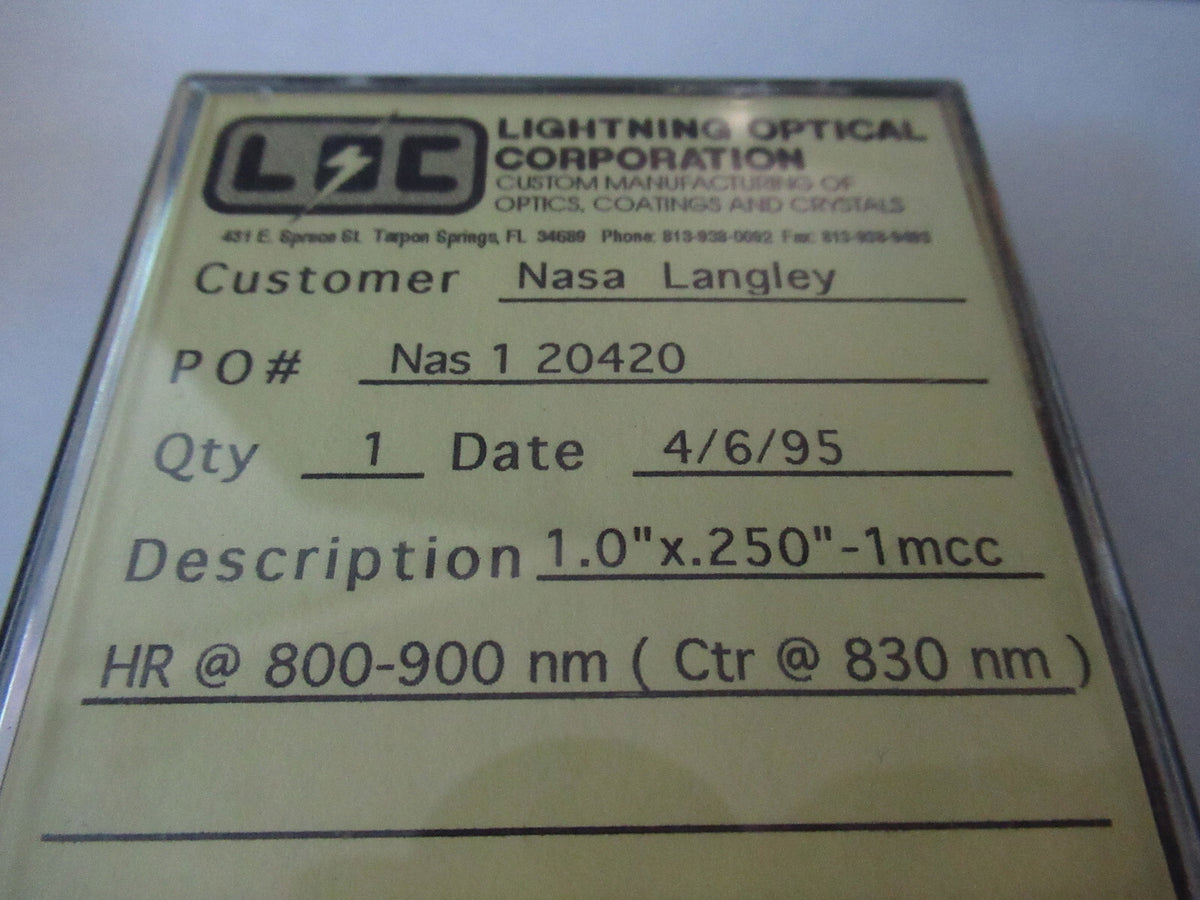 ex Nasa Optical One Lens 800-900 nm Laser Optics