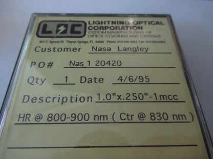ex Nasa Optical One Lens 800-900 nm Laser Optics
