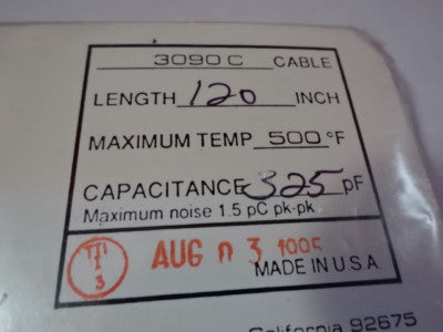 CABLE for MEGGITT ENDEVCO LOW NOISE 3090C ACCELEROMETER VIBRATION SENSOR #7-DT