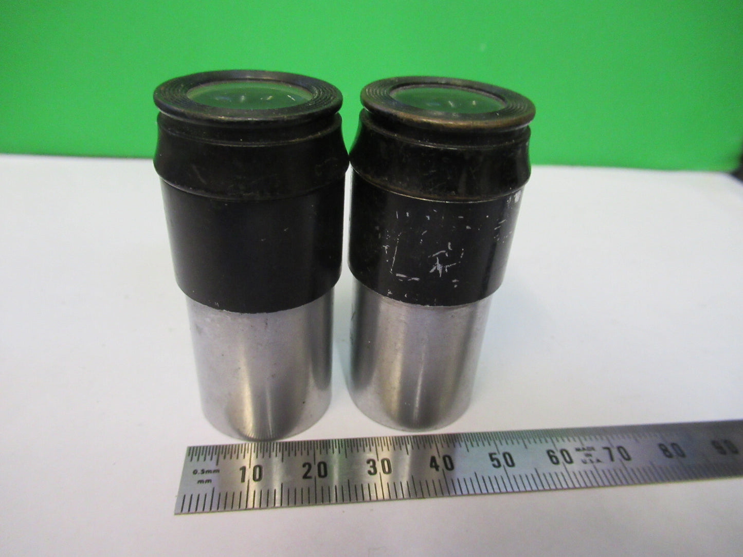 Antique American Optical Co. Spencer Lens Co. Pair Eyepieces 9X Optic Microscope Part