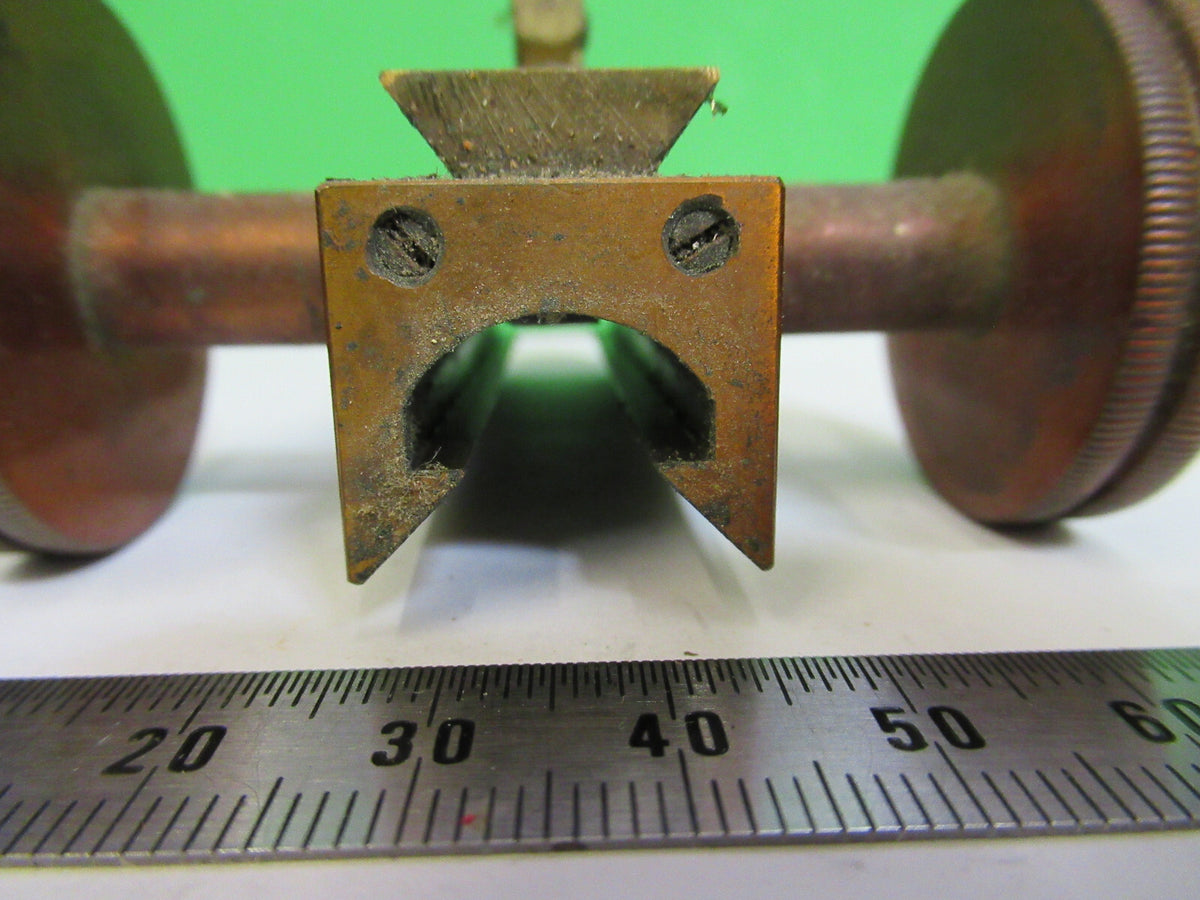 ANTIQUE BAUSCH LOMB MACRO STAGE KNOBS BRASS MICROSCOPE PART AS PICTURED S7-A-01