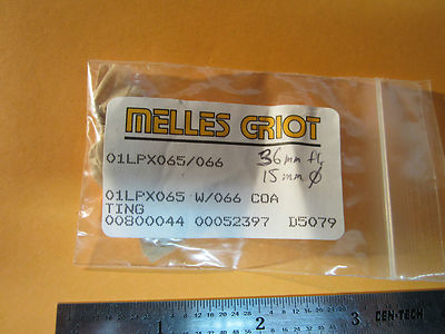 OPTICAL LENS COATED MELLES GRIOT 15 mm Dia FL 36 mm LASER OPTICS BIN#B1-90-1