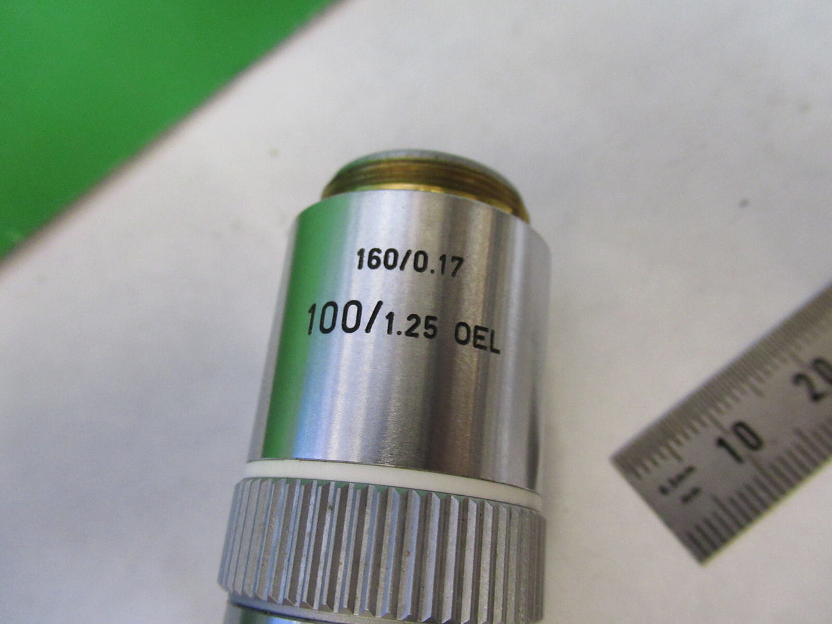 LEITZ wetzlar GERMANY OBJECTIVE MICROSCOPE PART 100X  /160 AS PICTURED X2-A-37
