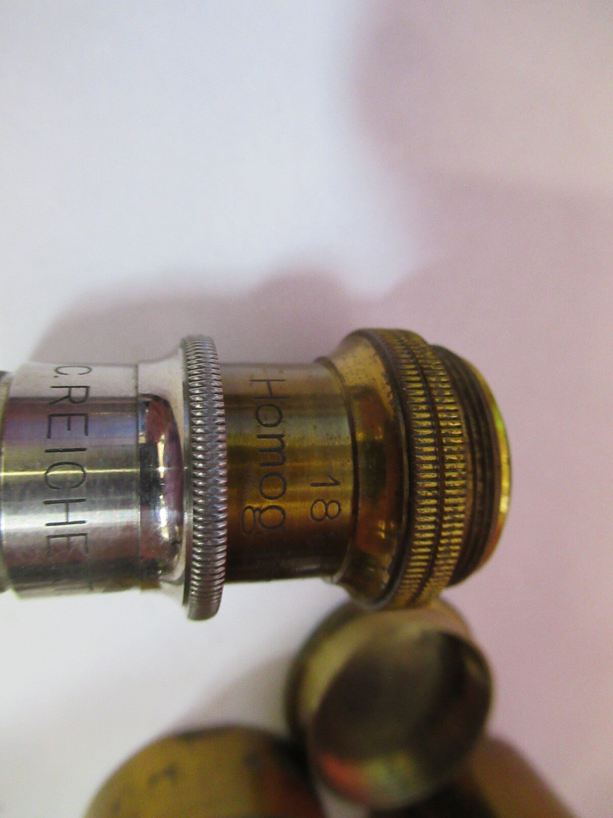 Antique Brass Reichert Austria 1/12 Objective Microscope