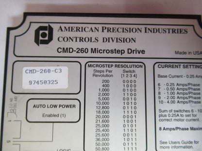 CMD-260-C3 MICROSTEP DRIVE BOARD MODULE CONTROL AS PICTURED Y7-B-37