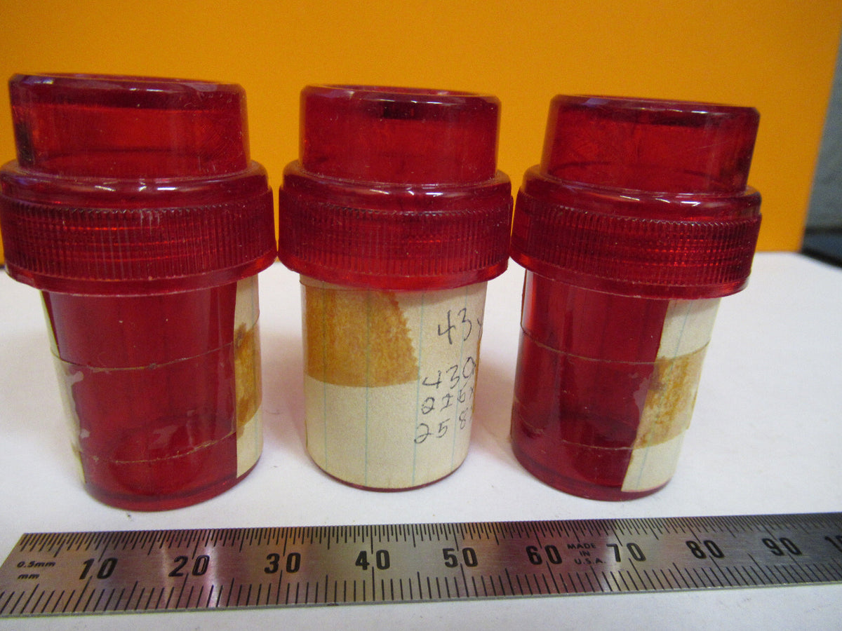 LOT 3 EA PLASTIC AO EMPTY CANS AMERICAN OPTICS MICROSCOPE AS PICTURED X6-A-03