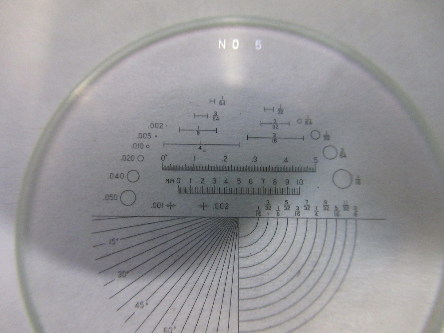 OPTICAL GLASS RETICLE No 5 PATTERN MICROSCOPE PART AS PICTURED U8-A-54