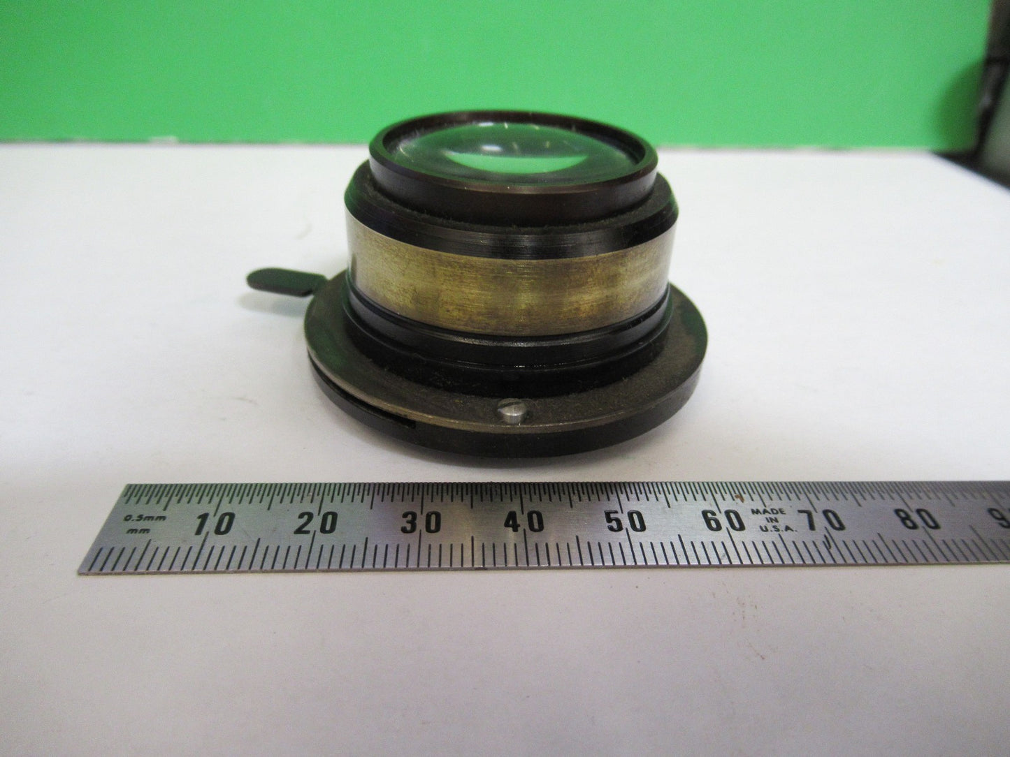 ANTIQUE BRASS BAUSCH LOMB CONDENSER + IRIS OPTICS  MICROSCOPE PART T8-B-41