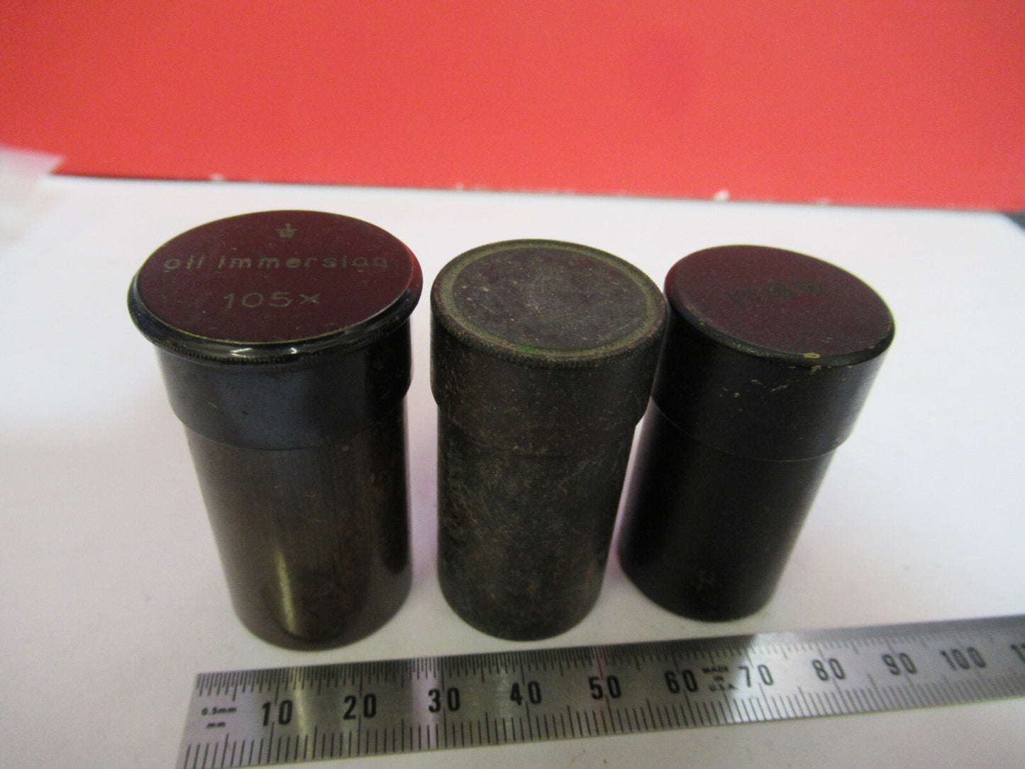 LOT 3EA ANTIQUE BRASS CANISTER OBJECTIVE  MICROSCOPE PART AS PICTURED S3-B-10