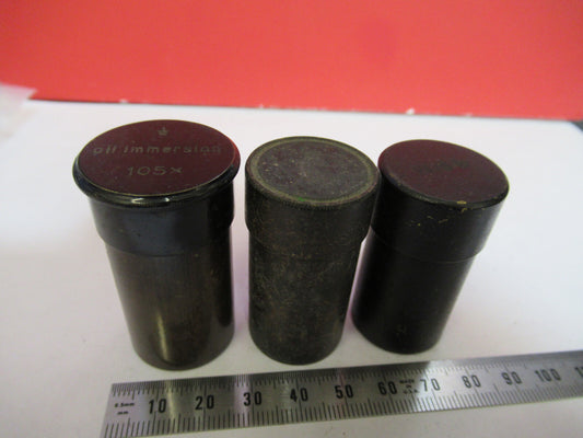 Lot 3EA Antique Brass Canister Objective Microscope Part