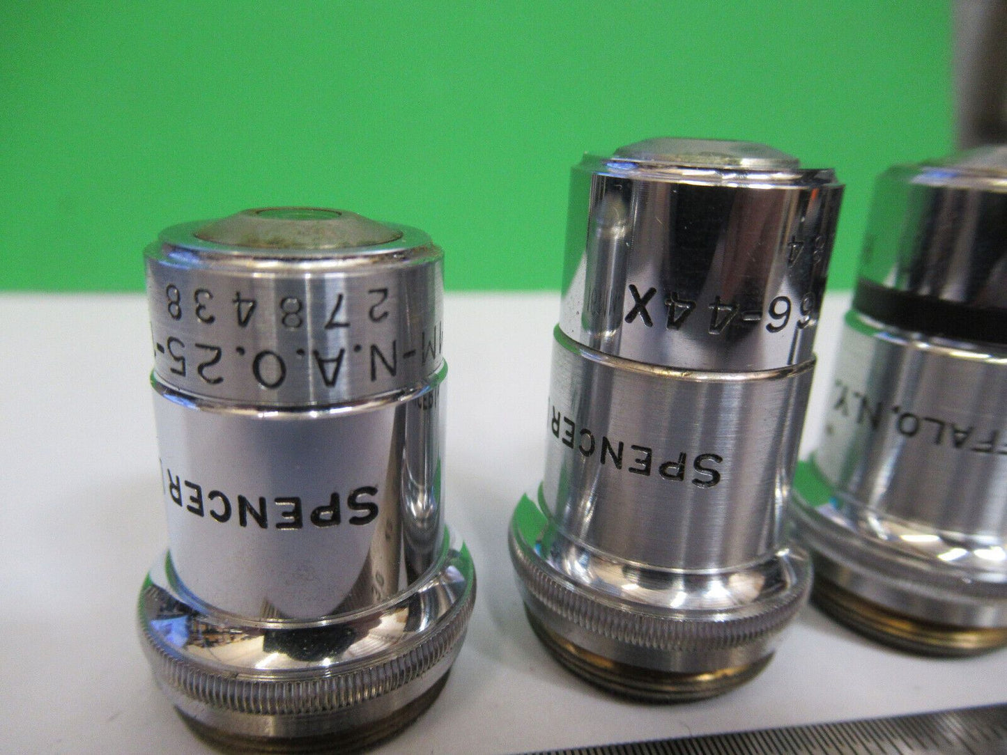 LOT 3 ea OBJECTIVES SPENCER AO MICROSCOPE PART AS PICTURED &R4-A-47
