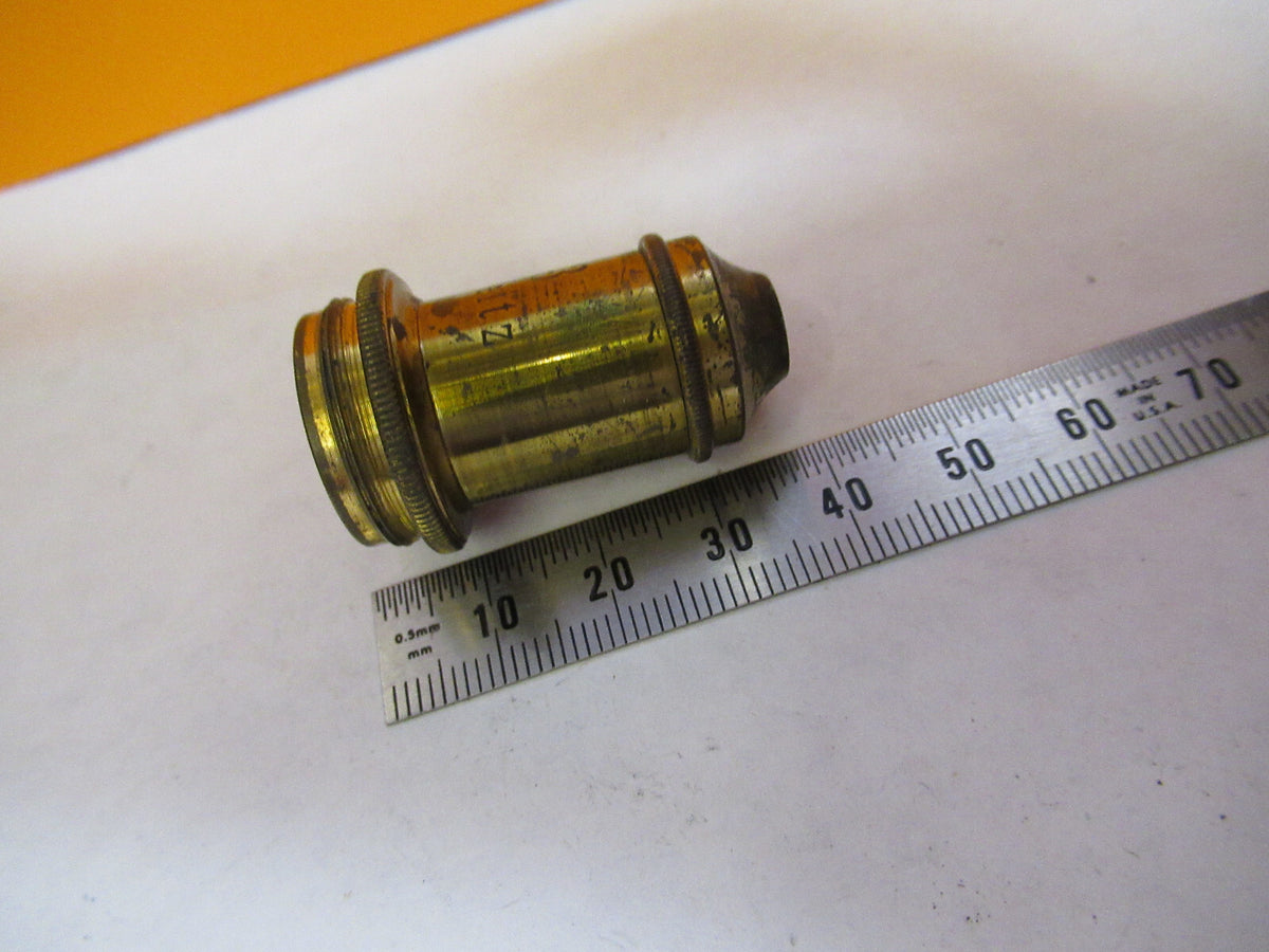 ANTIQUE BRASS ERNST LEITZ OBJECTIVE "3" MICROSCOPE PART AS PICTURED Y3-A-47