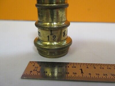 ANTIQUE BRASS ERNST LEITZ 1/12 OBJECTIVE MICROSCOPE PART AS PICTURED &7B-B-23