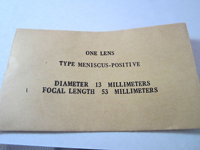 Optical Lens 13mm Diameter Focal Length 53mm Laser Optics