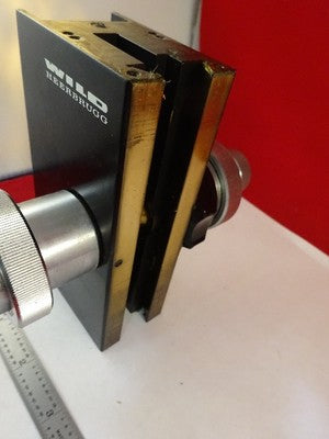 MICROSCOPE PART WILD HEERBRUGG SWISS M20 BRASS STAGE MICROMETER AS IS #51-A-08
