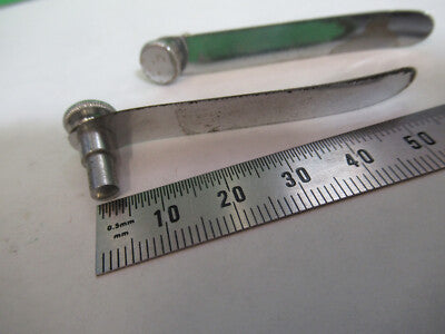 BAUSCH LOMB ANTIQUE CLIPS PAIR MICROSCOPE PART AS PICTURED &A9-B-37