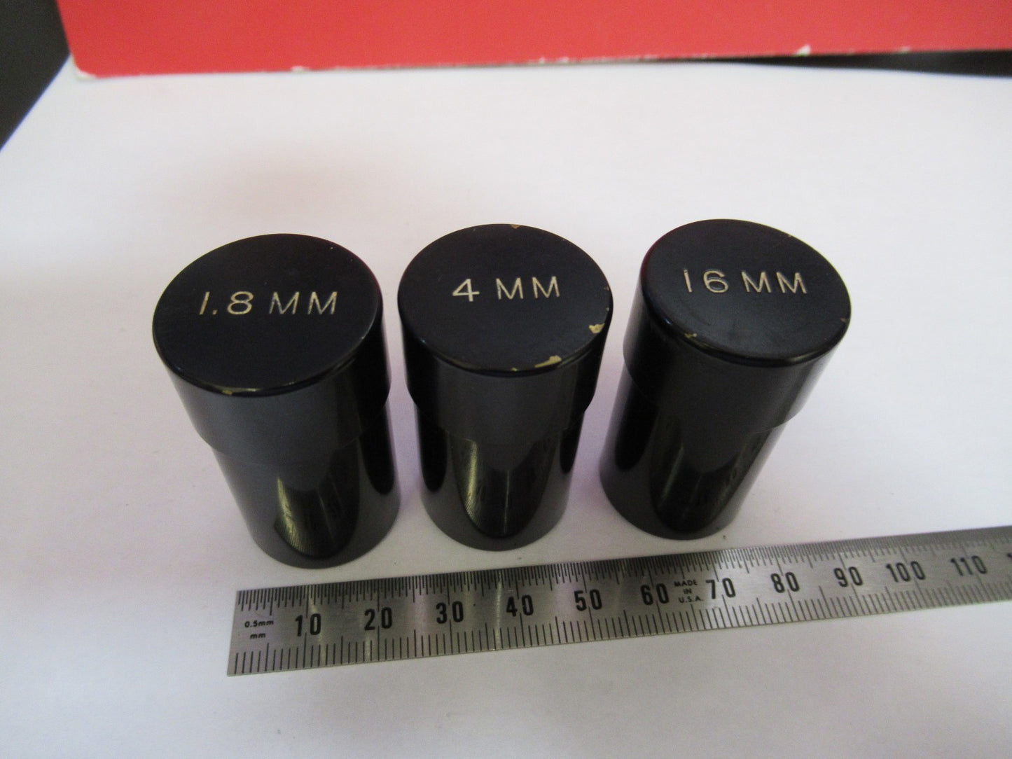 VINTAGE SPENCER LOT EMPTY OBJECTIVE CANS BRASS MICROSCOPE PARTAS PICTURE T8-B-14