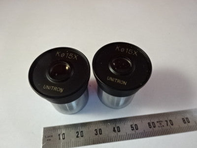 PAIR UNITRON Ke15X LENS EYEPIECE OCULAR MICROSCOPE PART OPTICS &99-A-27