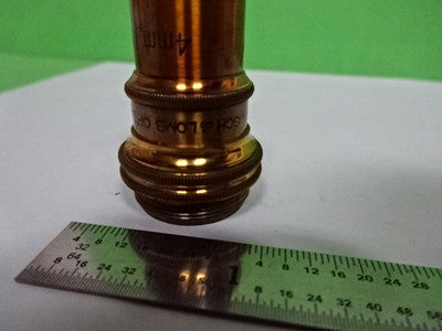 MICROSCOPE PART VINTAGE BRASS OBJECTIVE BAUSCH LOMB 43X 4mm OPTICS AS IS B2-M-10