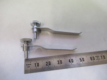 PAIR CLIPS STAGE SPECIMEN UNITRON  JAPAN MICROSCOPE PART AS PICTURED U8-A-08
